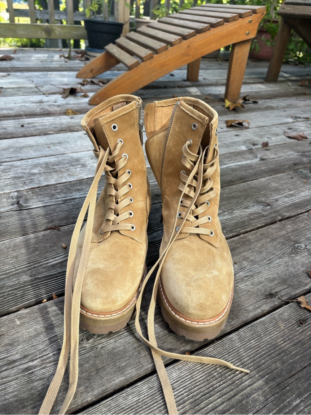 Thursday Boot Company - Women’s Suede Lace-Up Boots - Light Brown